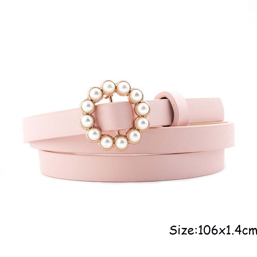 1pc Frauen Perlen Perlen O-Ring Schnalle Gürtel PU Taille Gürtel Für Dame Kleid Kleidung Zubehör Schwarz Leder luxus Bund: 5