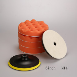 SPTA 3 5 6 7 Inch Car Waxing Sponge Kit Polishing Pads Soft Edge Backing Plate Grinding Buffing Sponge Waxing Polisher Foam Pads: 6inch M14 Mix Set