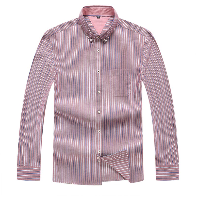 5XL 6XL 7XL 8XL 9XL 10XL Plus Size Mannen 100% Katoen Gestreept Shirt Kleding Business Casual Losse Lange mouwen Sociale Shirt: Rood / 7XL