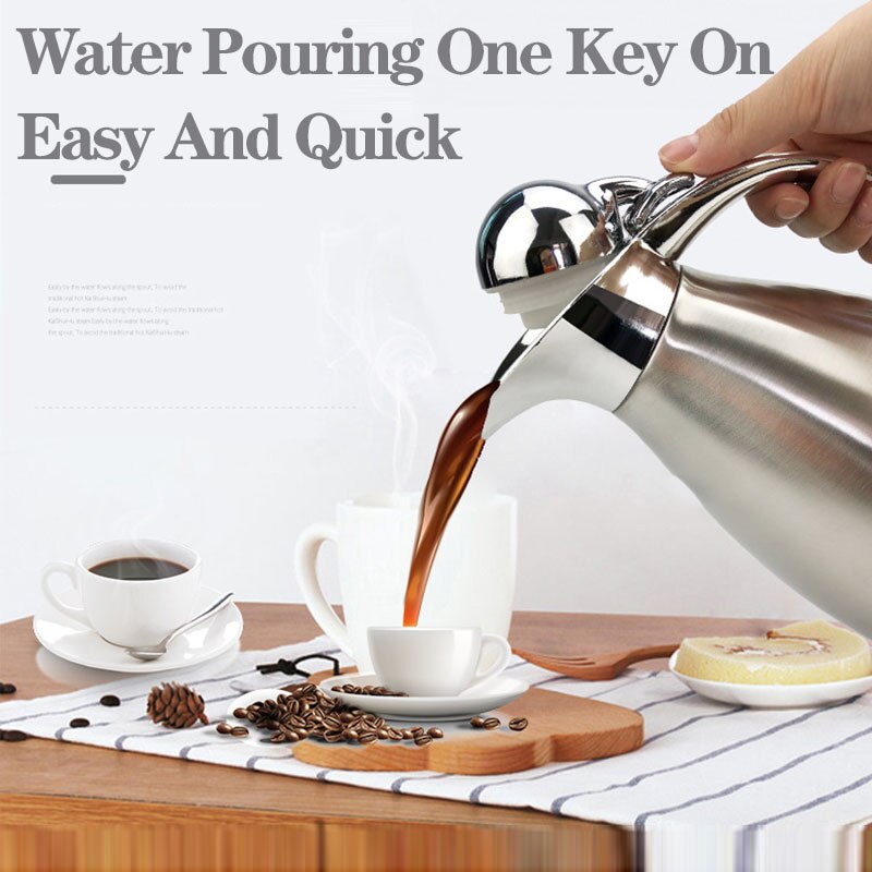 Stainless Steel European Coffee Pot 2L Insulated Pot Domestic Large Capacity and Cold Dual Purpose Water Pot