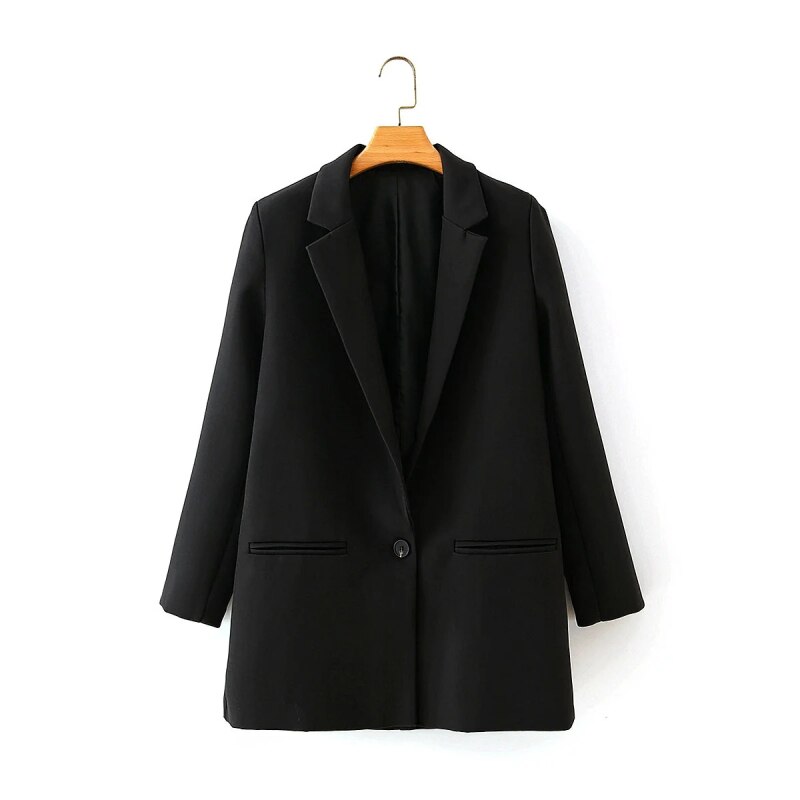 ZXQJ femmes noir vestes costume dames décontracté deux pièces ensemble vintage femme mince longues blazers filles chic costumes