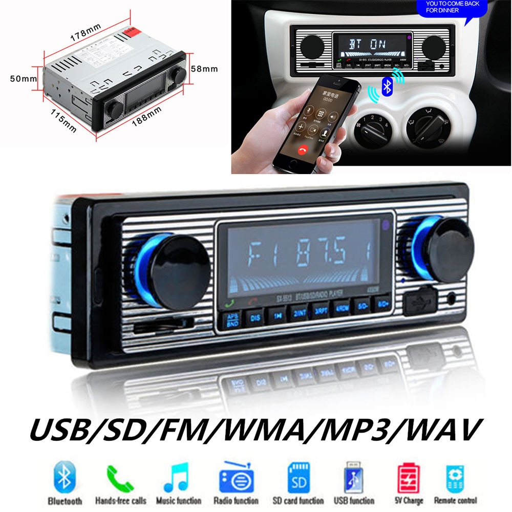 Atuo Usb Fm Retro Radio Klassieke Auto Radio Speler Bluetooth Stereo Voertuig Retro Autoradio Bluetooth MP3 Speler