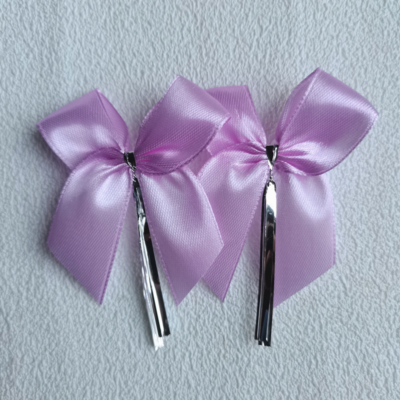 100pcs Multiple Colors Satin Ribbon Bowknot Sealing Wire Bakery Packing Birthday Party Bows For Wedding Decoration 6CM