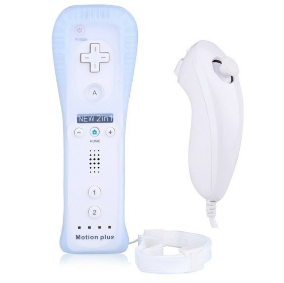 Libera la nave Built-in Motion Plus Remote Controller per Wii Gamepad Con Custodia in Silicone e Cinghia per wii comando: Left and right white