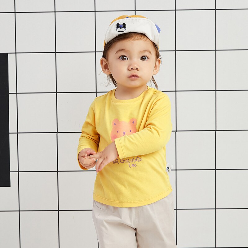 Minibalaベビー長袖tシャツ 秋の新子供服ボトシャツ快適で通気性のtシャツ: yellow / 3T