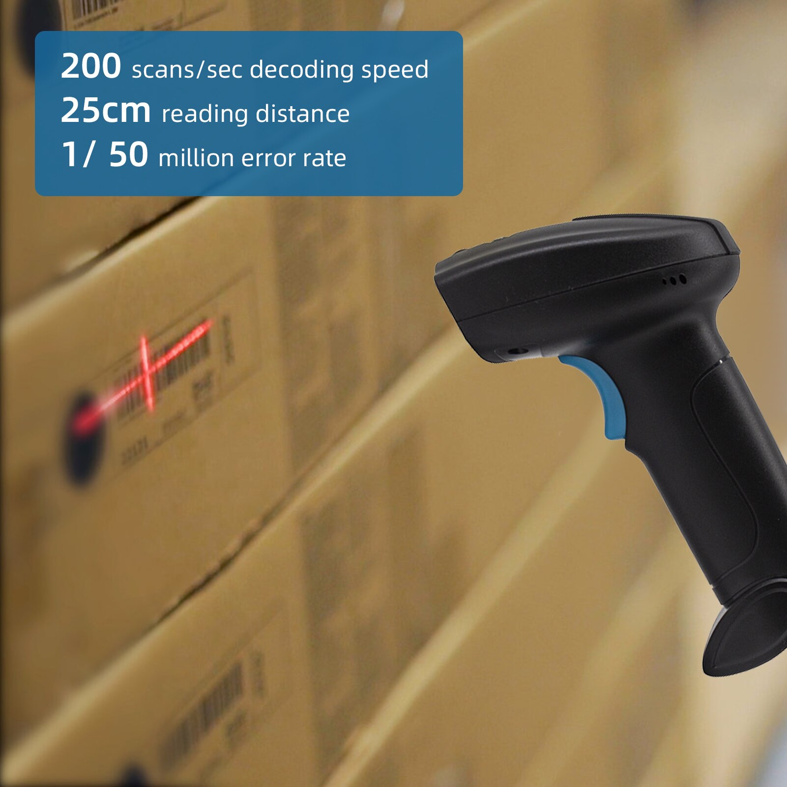 1D Barcode Scanner Handheld USB Wired Bar Code Reader Manual Trigger/Auto Continuous Scanning Compatible with Windows Android