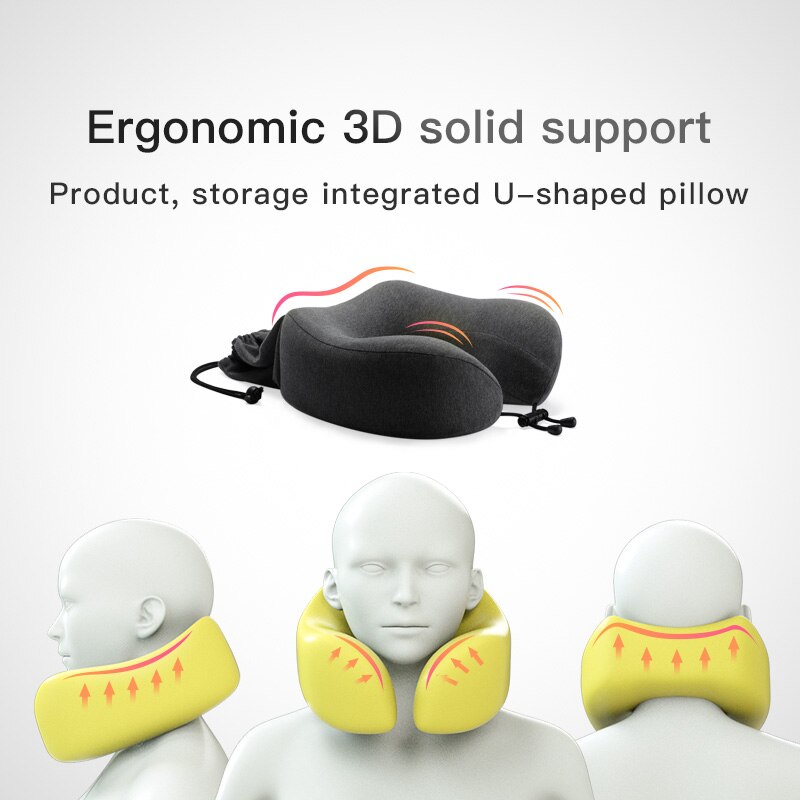 CHECA GOODS-Cojín cervical para viajes, collarín con relleno de espuma con memoria, almohada de descanso en forma de U para el cuello con funda lavable y transpirable, perfecto para el avión