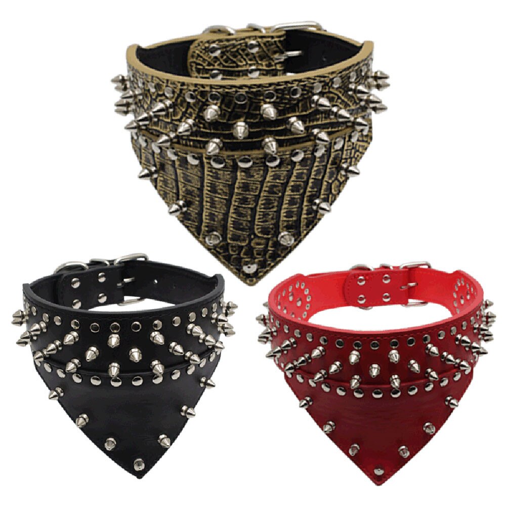 Adjustable Leather Rivet Spiked Studded Pet Puppy Dog Collar Neck Strap