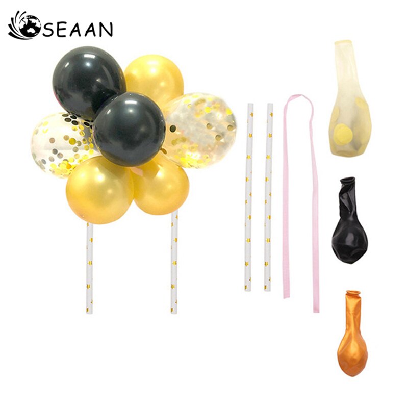 5 Inch Taart Ballon Decoratie Set Topper Glitter Taart Plug-In Voor Weedding Verjaardagsfeestje Transparant Confetti Sequin Levert: Olijf