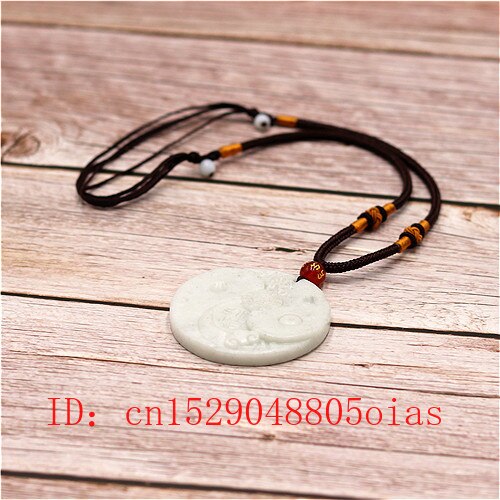 Natuurlijke Witte Chinese Jade Taiji Bagua Hanger Ketting Charm Sieraden Mode Accessoires Gesneden Amulet Voor Vrouwen Mannen