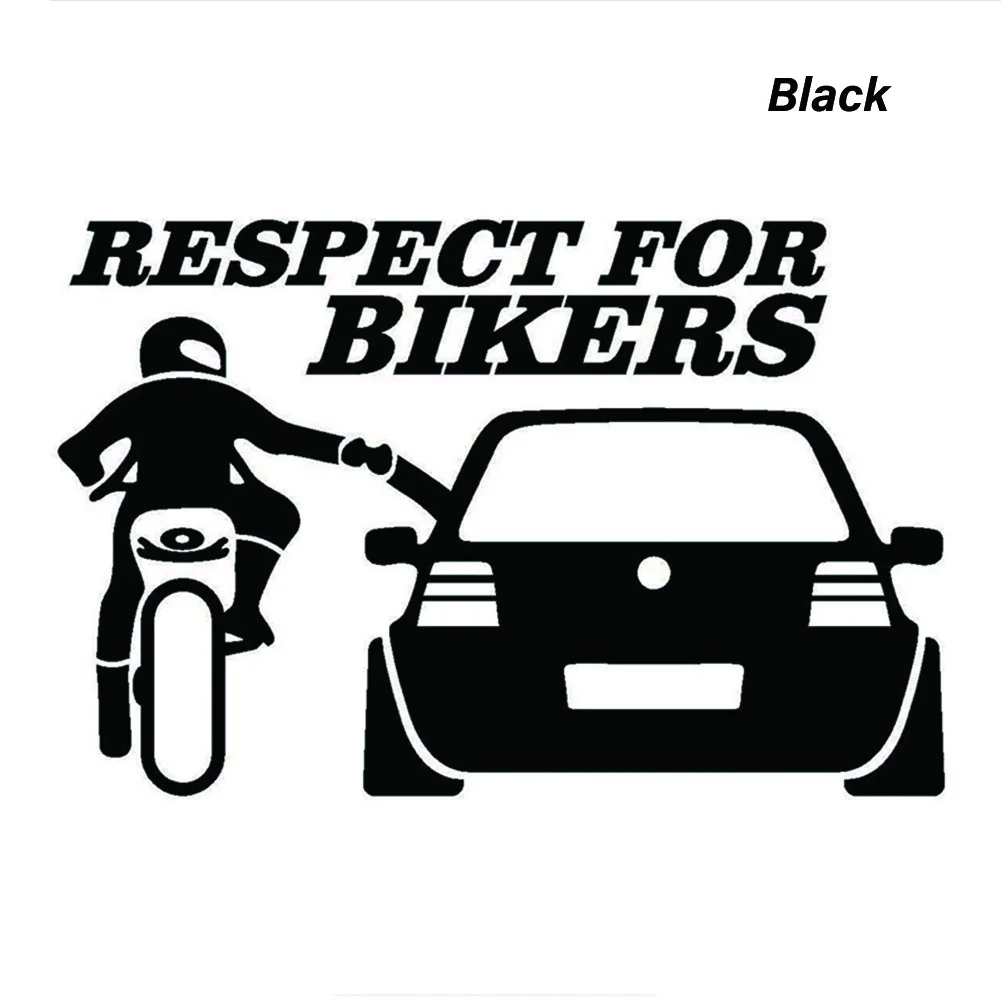 Autocollants de voiture 13x20cm, étiquette de Respect pour les motards, étiquette en vinyle drôle pour poignée de porte de voiture, décalcomanies de carrosserie, accessoires de décoration: Black