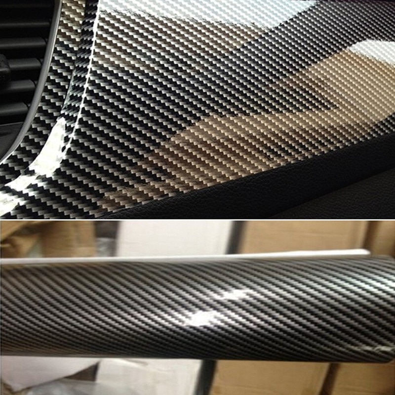 1 stuk DIY 50*10cm 5D Carbon Fiber Vinyl Stickers Zwarte Auto Stickers Voor Auto Motor decoratie Accessoires