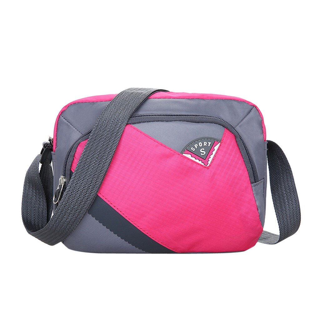 Mannen Vrouwen Nylon Waterdichte Grote Effen Kleur Capaciteit Schouder Messenger Crossbody Tassen Sacoche Femme #25: Hot Pink