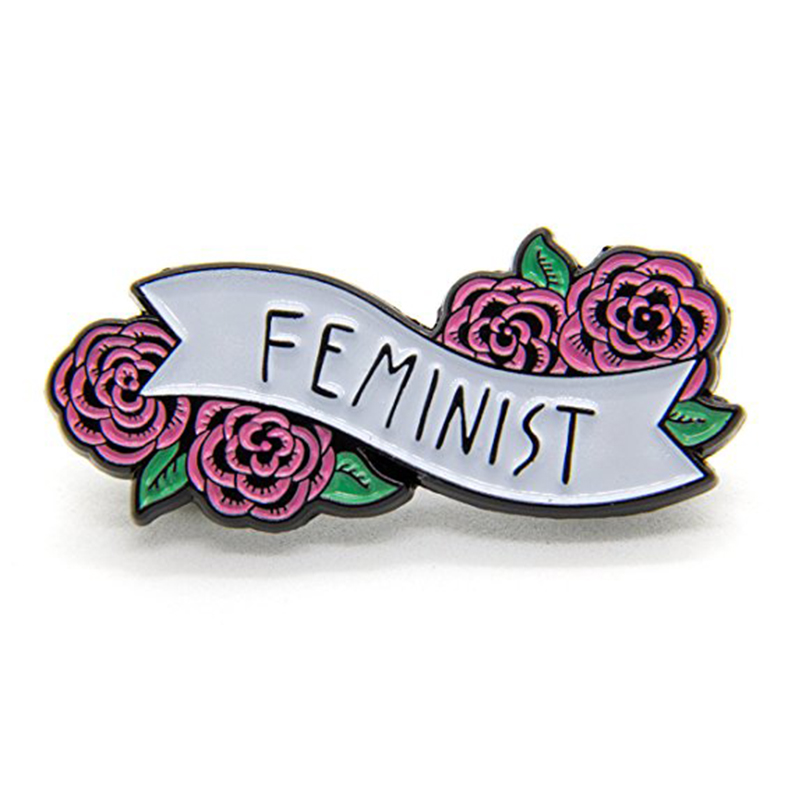 Feministische Emaille Pin Banner Met Bloemen Broches Vrouwen Art Badge Girl Power