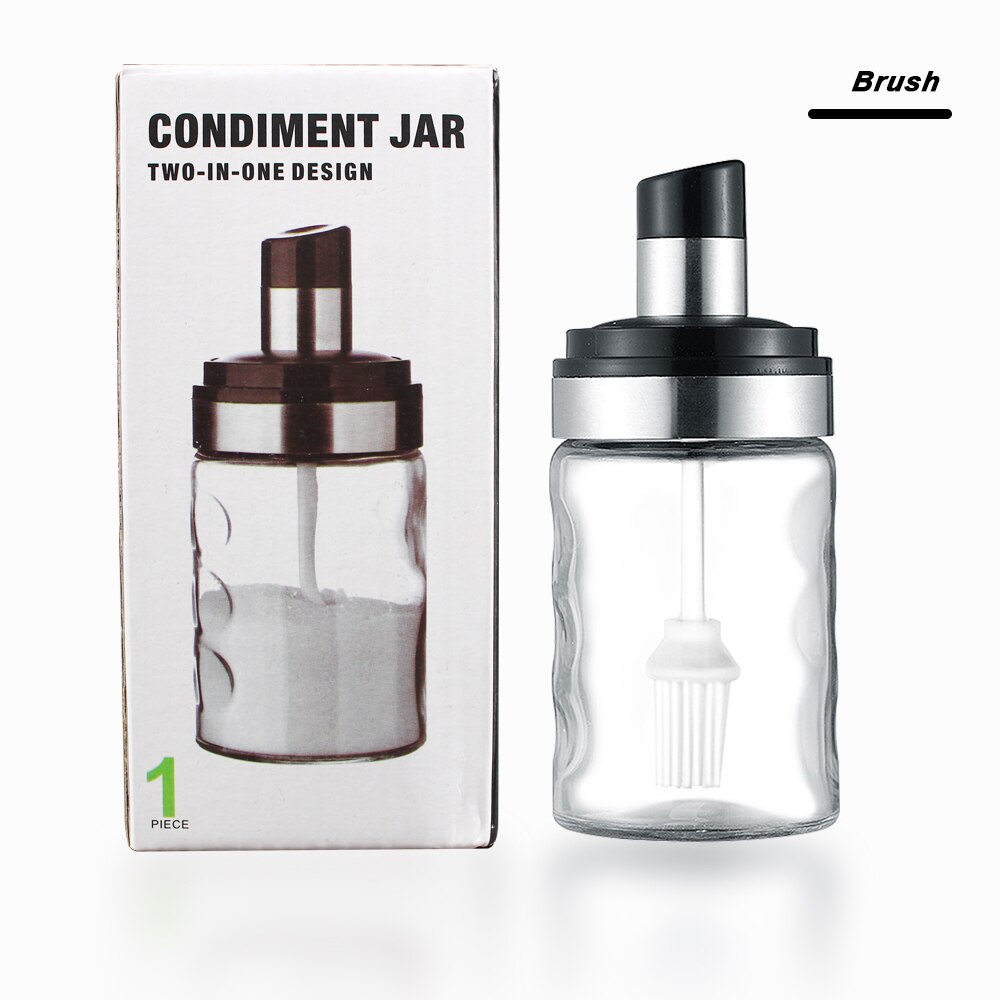 3PCS Convenience Plastic condiment box with spoon condiment bottle condiment bottle tomato sauce bottle jar kitchen supplie: Transparent