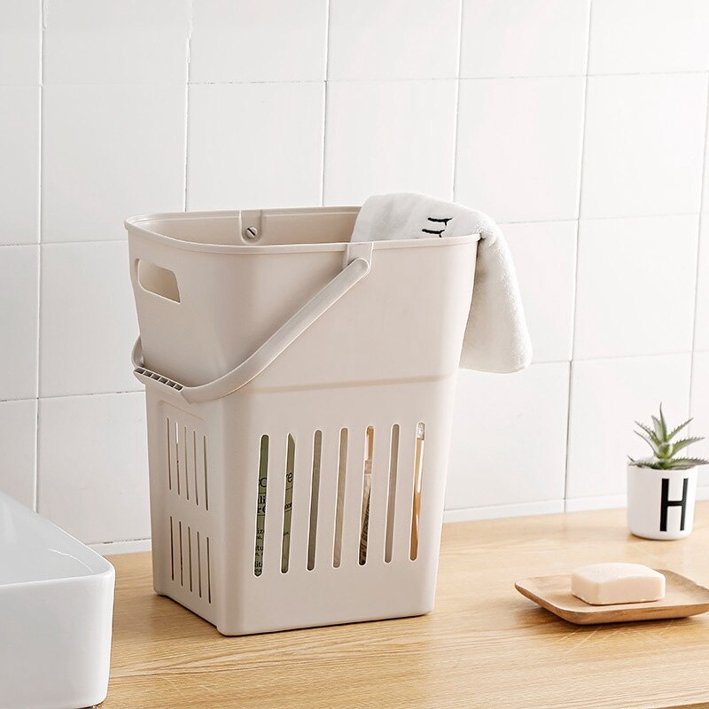 Plastic wasmand vuile was speelgoed opbergzak draagbare badkamer toiletmand huishoudelijk afval khaki