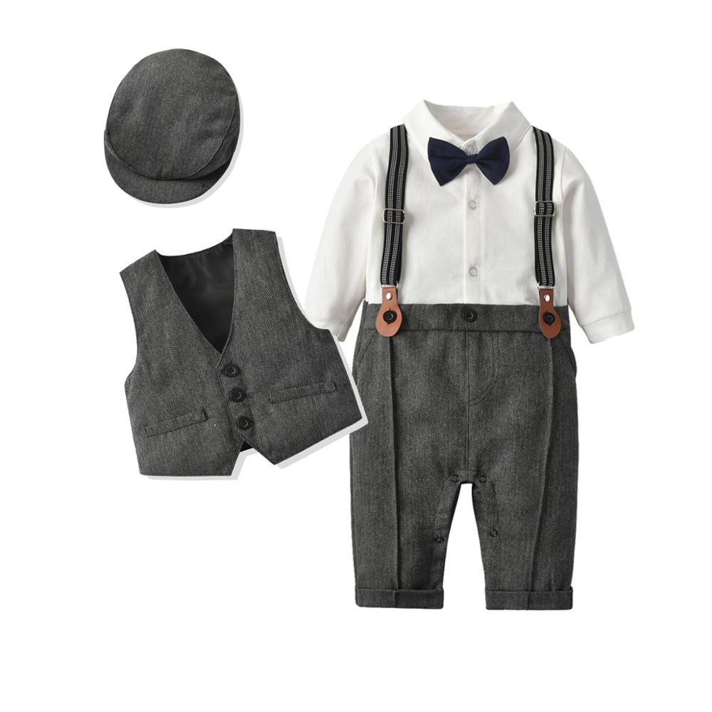Neue Frühling Kinder Kleidung Kleinkinder Britischen Weste Body Klettern Gentleman Hut Junge 1 Jahr-Alte Kleidung Neugeborenen Gentleman Anzug
