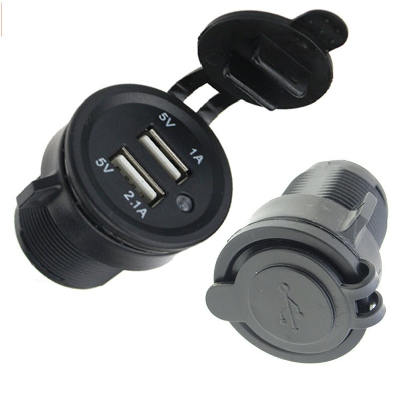 12V24V Dual USB Sigarettenaansteker Auto USB Adapter Outlet LED Licht 5 V 1A/2.1A Voor Motorfiets Auto ATV Boot Telefoon