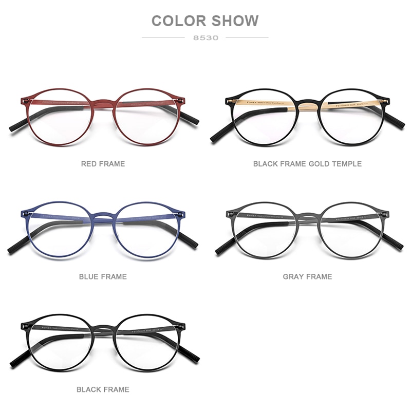 FONEX-gafas graduadas redondas para hombre y mujer, lentes ópticas sin tornillo con montura de titanio puro,