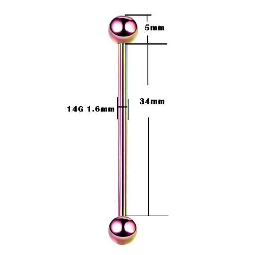 SWANJO 1PC 14G G23 Titanium Industrial Piercings Industrial Barbell Gem Top Removable Earrings Tragus Ear Gauge Body Jewelry: T5604