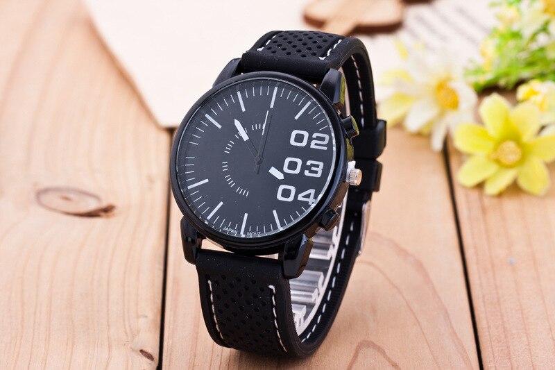 digital dial leather strap Casual Exquisite Precision High-end Simple Men's Quartz watch: 4