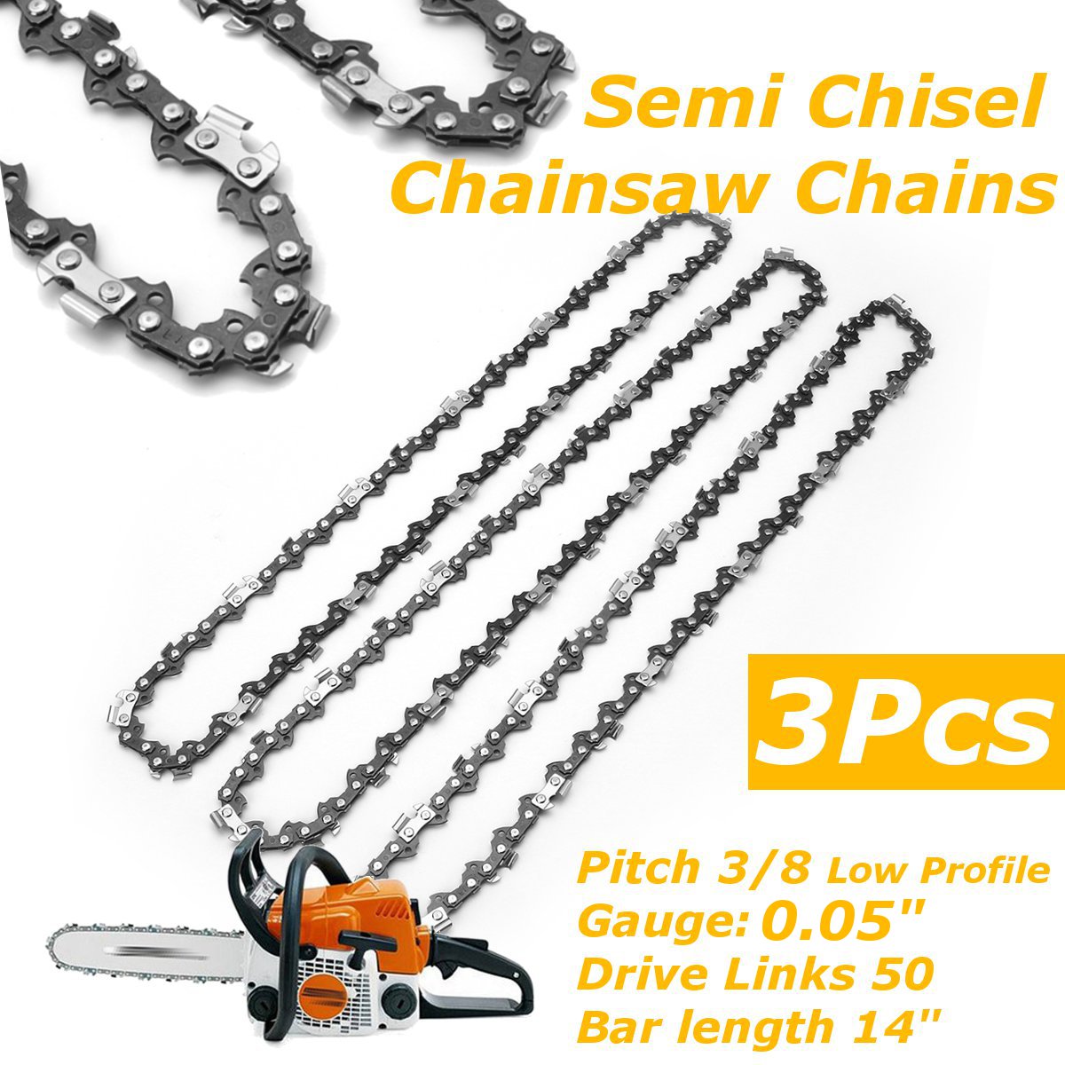 3 stk/sæt motorsav halvmejsel kæder 3/8lp 0.05 til stihl  ms170 ms171 ms180 ms181 elektrisk sav have elværktøj motorsave