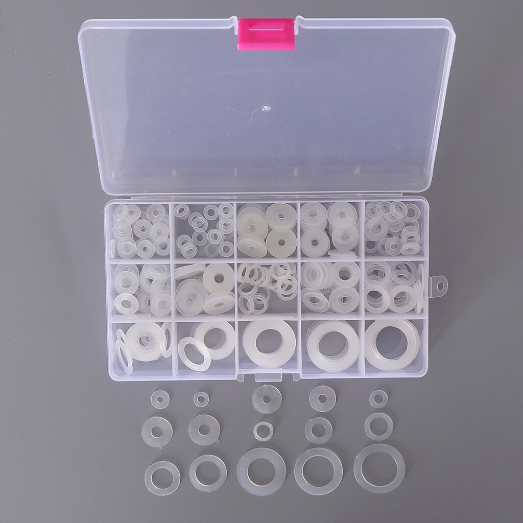 250 stk hvid nylon o ring skivetætninger pakning sortiment kit til bilbåd
