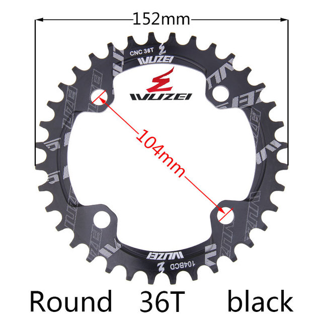 Wuzei 104 bcd crown mtb monoplates kettingblad mountainbike kettingblad 36 34 32 38 40 42 30 tanden fiets smal breed tandwiel: Bordeauxrood