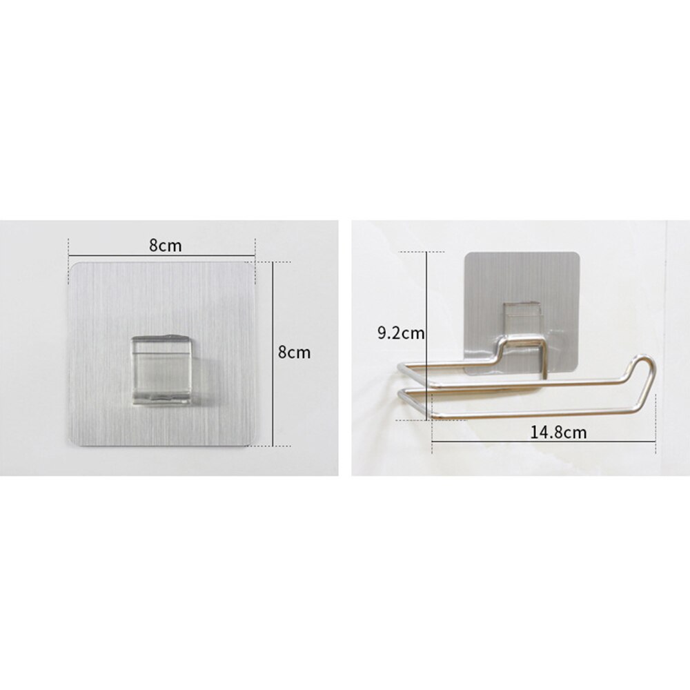 Adhesive Toilet Paper Holder Wall Mount Stainless Steel Hanging Organizer