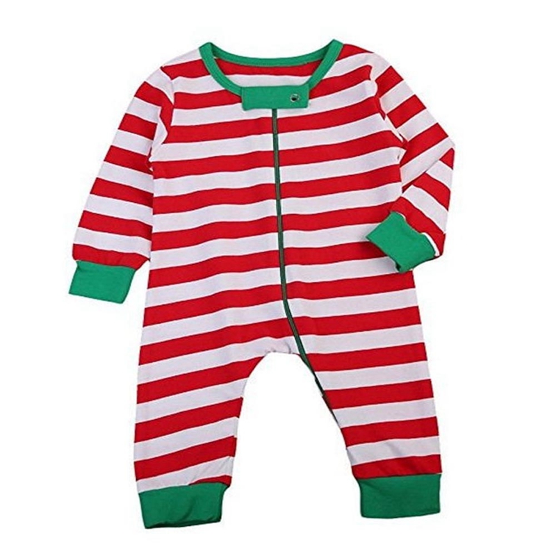 Baby piger drenge jul pyjamas langærmet stribe romper jumpsuit pyjamas tøj spædbarn tøj jakkesæt til 0-24m