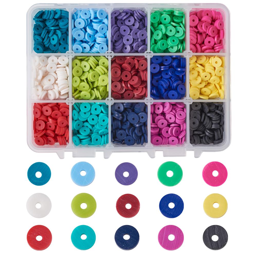 Mix Kleur Milieu Handgemaakte Polymeer Klei Kralen 4Mm 6Mm Disc Bead Voor Sieraden Maken Diy Armband Accessoires Ongeveer 5280Pcs: Mix 15colors D / 8mm