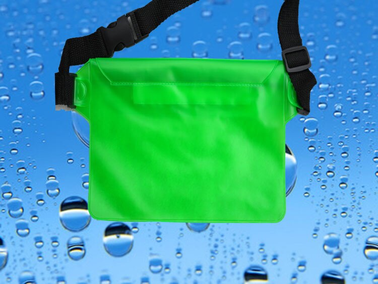 Vandtæt drift dykning svømmetaske undervands tør skulder talje pakke taske lomme pose til iphone 7 8 xr xs cover cover / kamera: Lysegrøn
