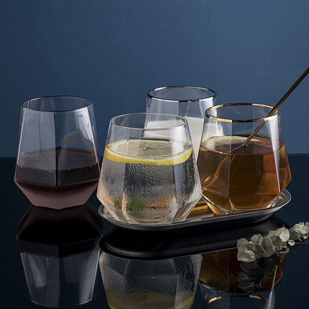 Verre à Whisky géométrique en cristal de diamant, tasse en verre de jus d'eau, Bar de maison, articles pour boissons, de Couple