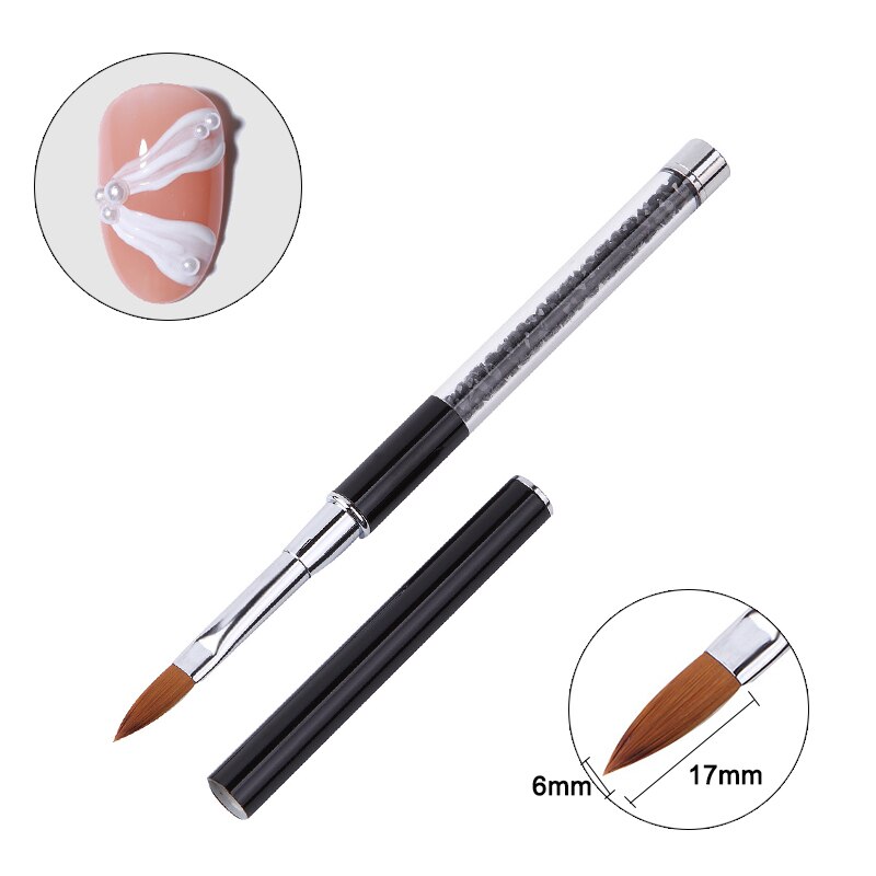 Spiker uv gel pensel liner penn krystall håndtak manikyr negler fransk Kunst akryl uv gel prikker penn forlengelse mann pensel verktøy: Svart