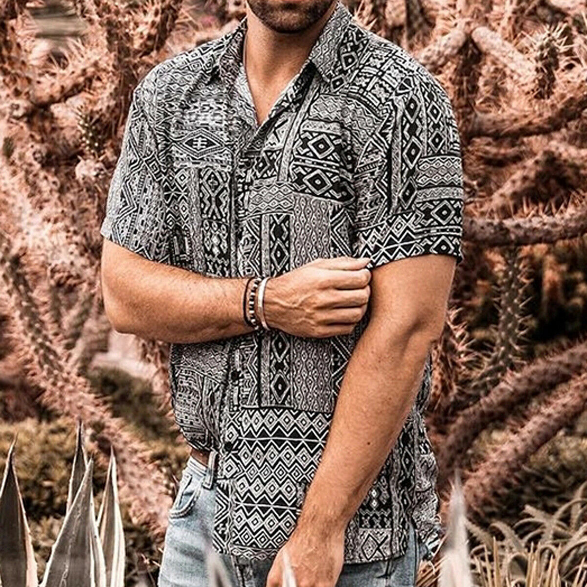 Heren bloemen lange mouwen omslagkraag spieroverhemden heren zomer casual chique overhemden plus maat m -2xl