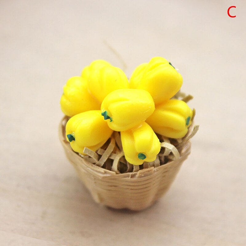 1:12 Mini Simulation Künstliche Obst Und Gemüse Puppe Haus Gemüse Bambus Korb Miniatur Zubehör Für Kinder 1 PC: C