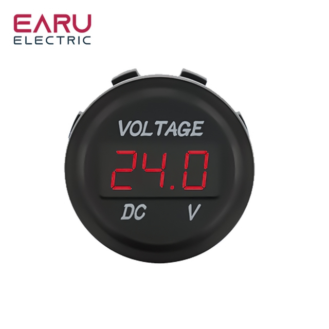 DC 5V-48V LED Mini Runde Wasserdichte Motorboot Motorrad Tafel Digital Voltmeter Tester Monitor Anzeige Voltmeter: Lavendel