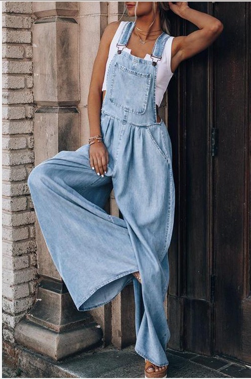 Teelynn 2XL Denim Overalls Voor Vrouwen Vintage Boho Wijde Pijpen Jumpsuit Casual Baggy Jeans Losse Oversized Katoenen Zomer Jumpsuits