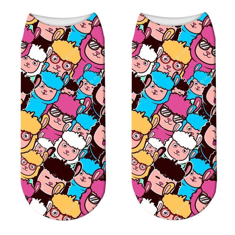 Cute Crew Cartoon Socks Women Animals Alpaca Patterned Socks Happy Korea Harajuku Kawaii Socks For: style4