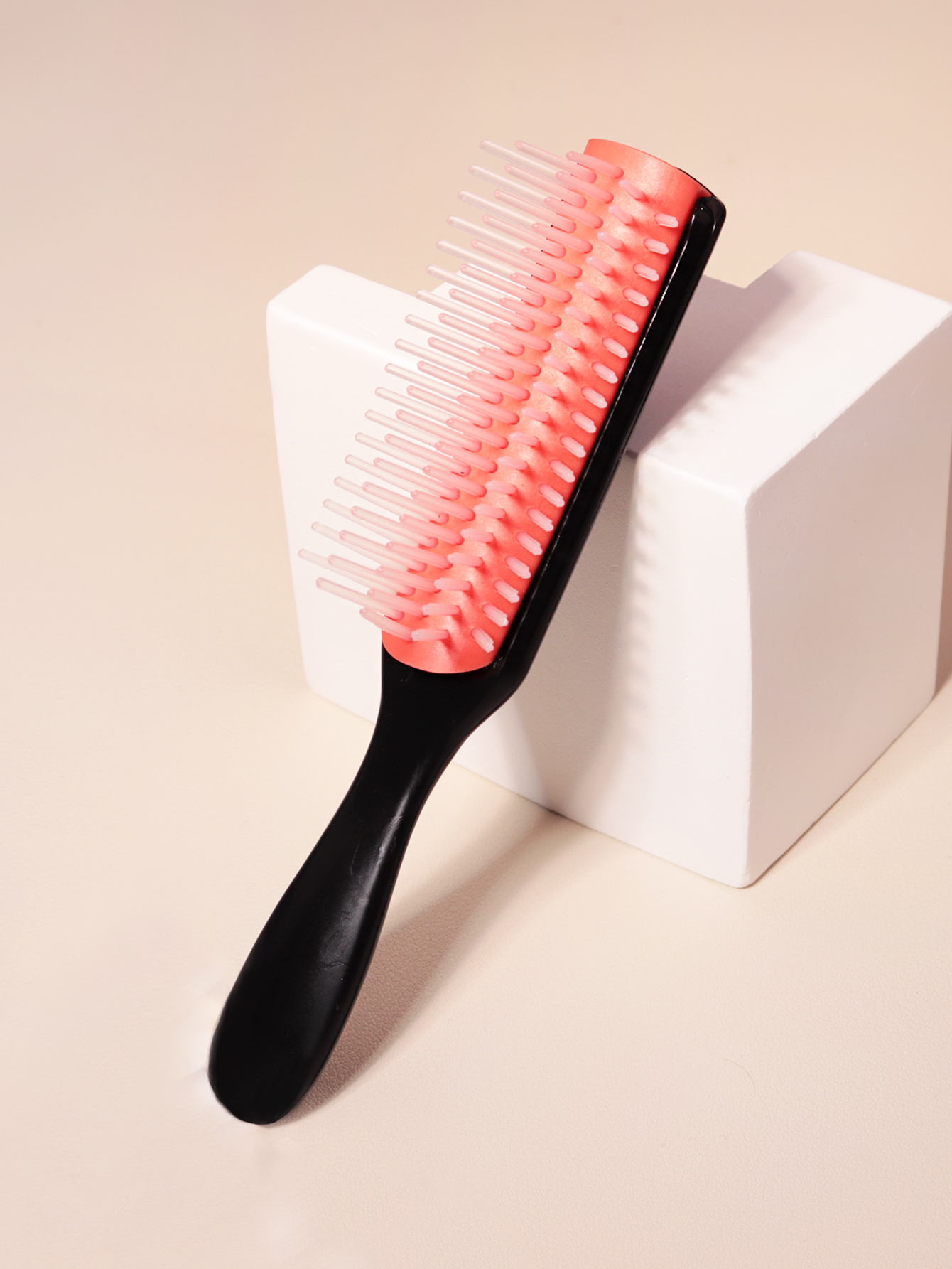 Cepillo de peinado clásico de 9 filas y 5 filas, cabello rizado y liso, cabello grueso natural, separación de soplado, herramienta de modelado y peinado: Sandía roja