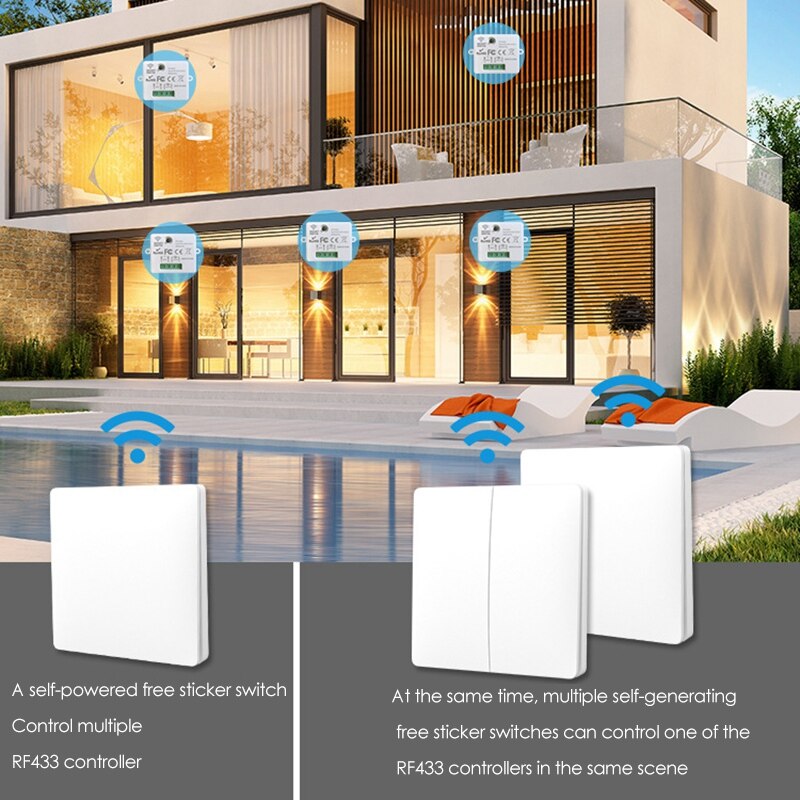 10A Wireless Contact Switch Light+433MHZ Wireless Electrical Home Remote Control Compatible For Google And Alexa Home