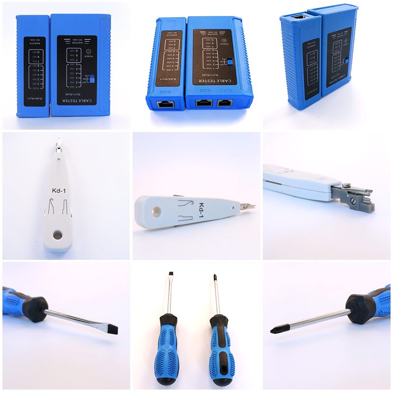 Computer Network Repair Tool Kit Lan Cable Tester Wire Cutter Screwdriver Plier Crimping Maintenance Tool Set Bag