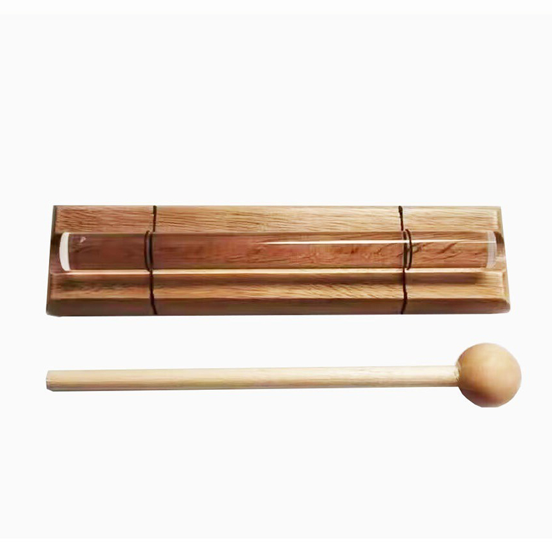 Campanas curativas de meditación con haz de sonido de cristal, carillón de energía, campana de mano de cuarzo portátil, instrumentos musicales de madera para aliviar el estrés: Amarillo claro