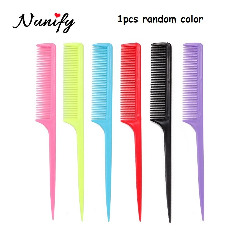 1Pcs/Lot Fine Teeth Hair Brush Comb Detangling Plastic Rat Tail Comb Hair Dressing Combs For Salon Hair Style Tools Cutting Comb: Random color 1pcs