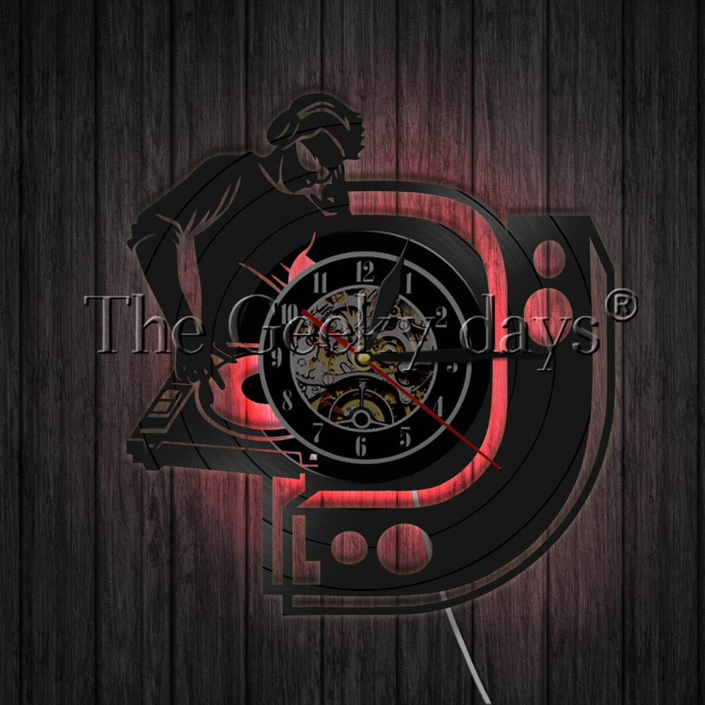 DJ Wall Clock Music Vinyl Record Wall Clock Modern 3D Wall Watch Timepiece Home Decor Best For Rock N Fans