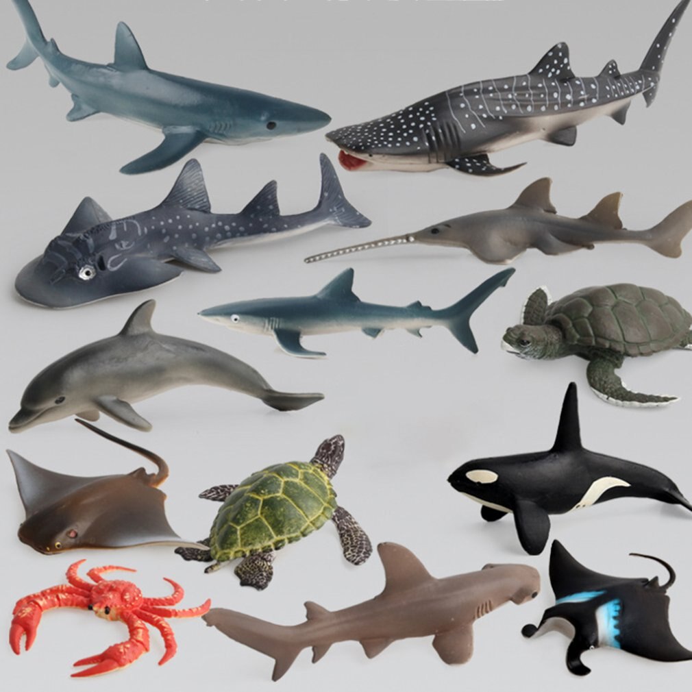 Simulation Great White Shark Whale Shark Marine Biology Model Turtle Penguin Underwater World Children'S Animal Toys