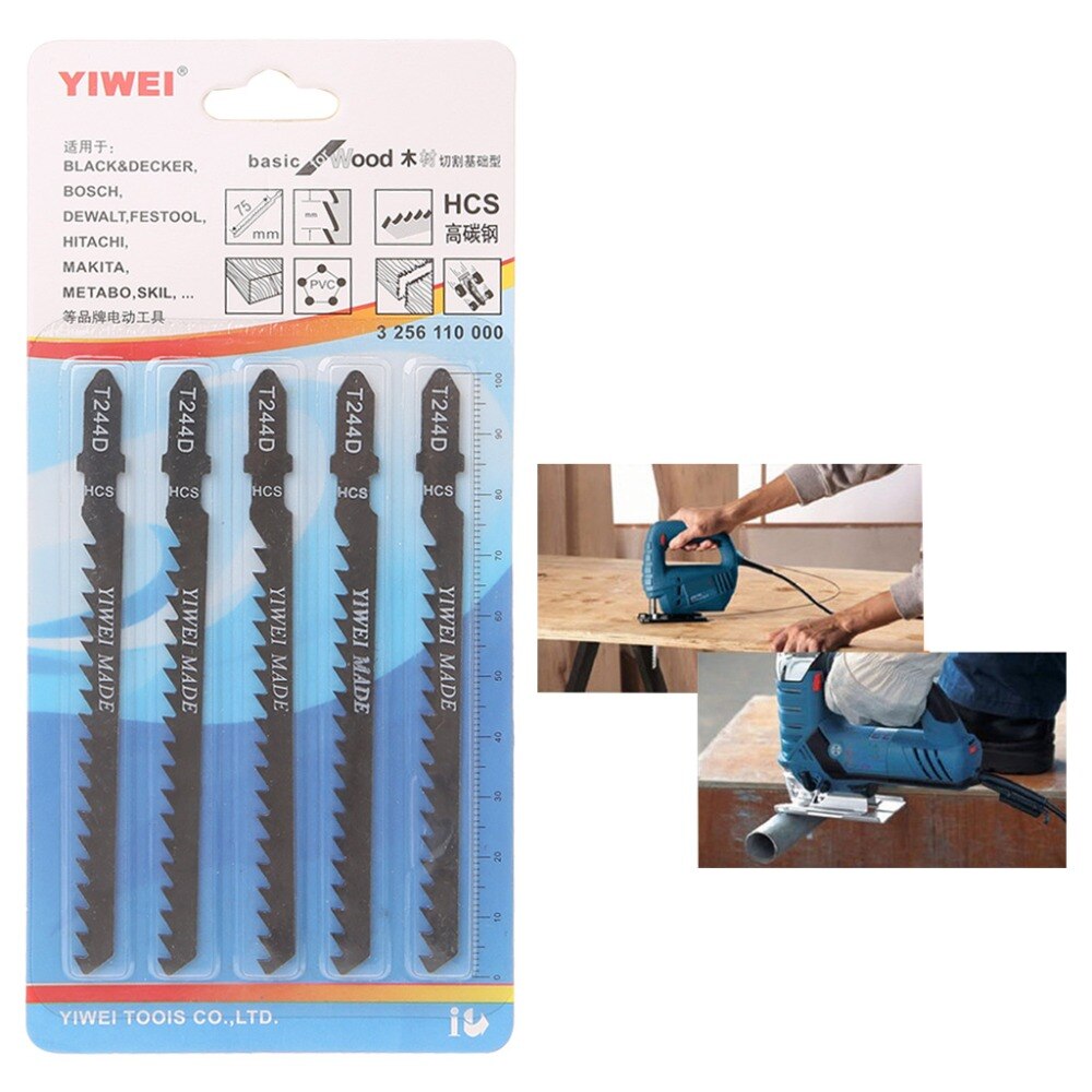 5Pcs Hacksaw Jig Saw Blade Set Cutting Tools For Wood Sheet Panels Alloy Steel