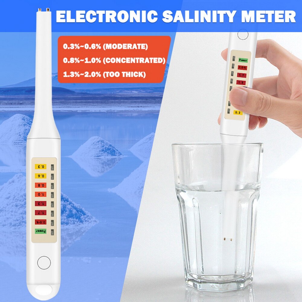 ABS Handheld Concentration Meter White Portable Measure Electronic Food LED Detector Salinity Tester Analysis Easy Operate
