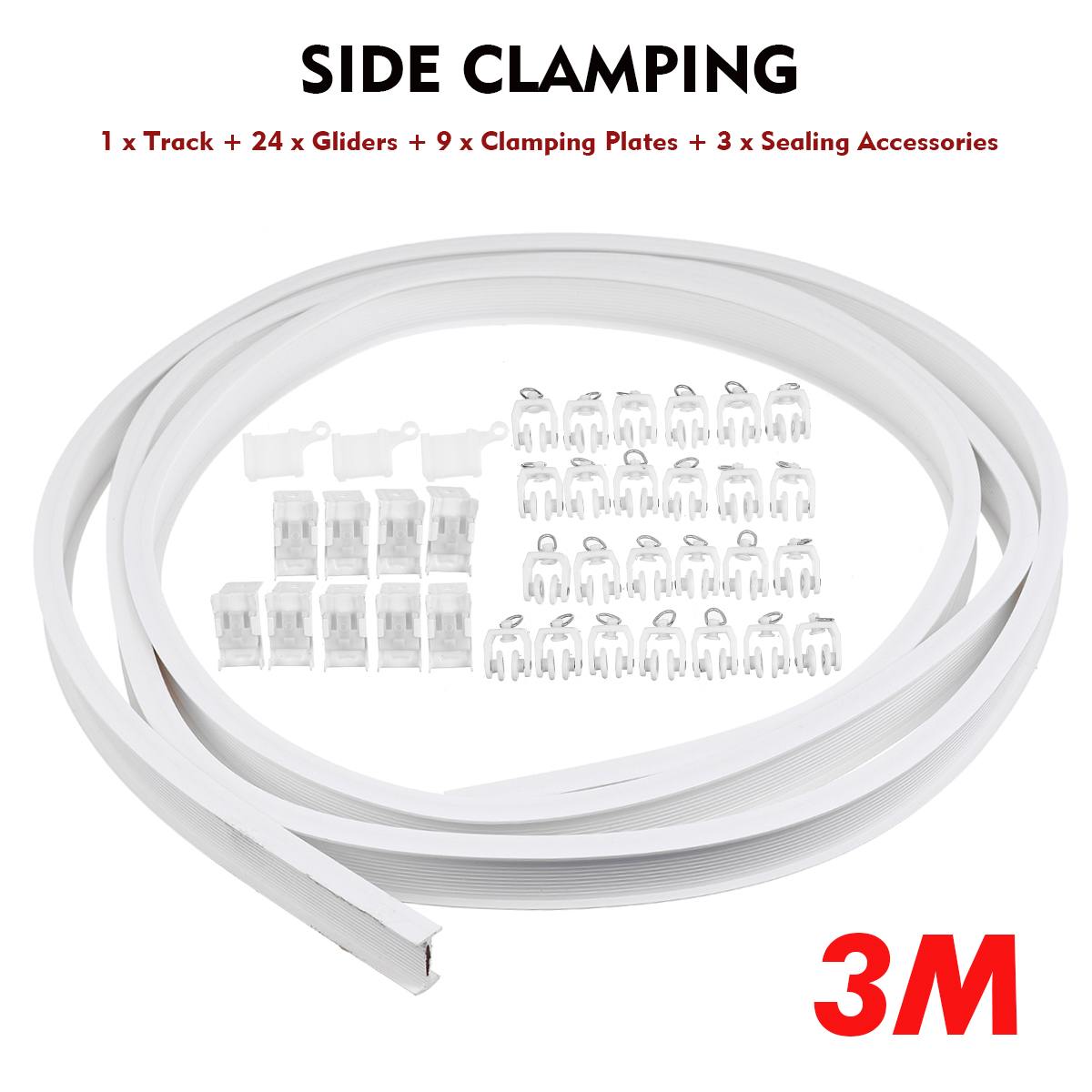 Cortina de techo Flexible, deslizador de riel de ventana, abrazadera lateral superior, accesorios de decoración del hogar, blanco, 2M/3M/4M/5M/6M: 3M Side Clamping