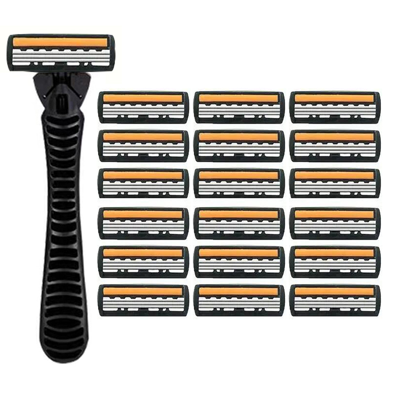 Shaver Brand Men Razor Shaving two Layer Shaver Reusable Razor Imported Blade Multi Tool Head Change: Silver